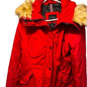 Never worn! Jessica Simpson, red, Size L, hooded coat